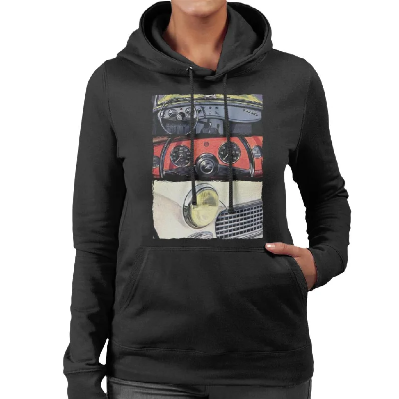 Austin Healey Montage British Motor Heritage Women's Hooded Sweatshirt Hoodie with Embroidery Detailed Premium