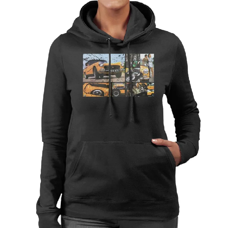 Austin Healey Sprite Mark IV Montage British Motor Heritage Women's Hooded Sweatshirt Hoodie with Pocket Utility Practical