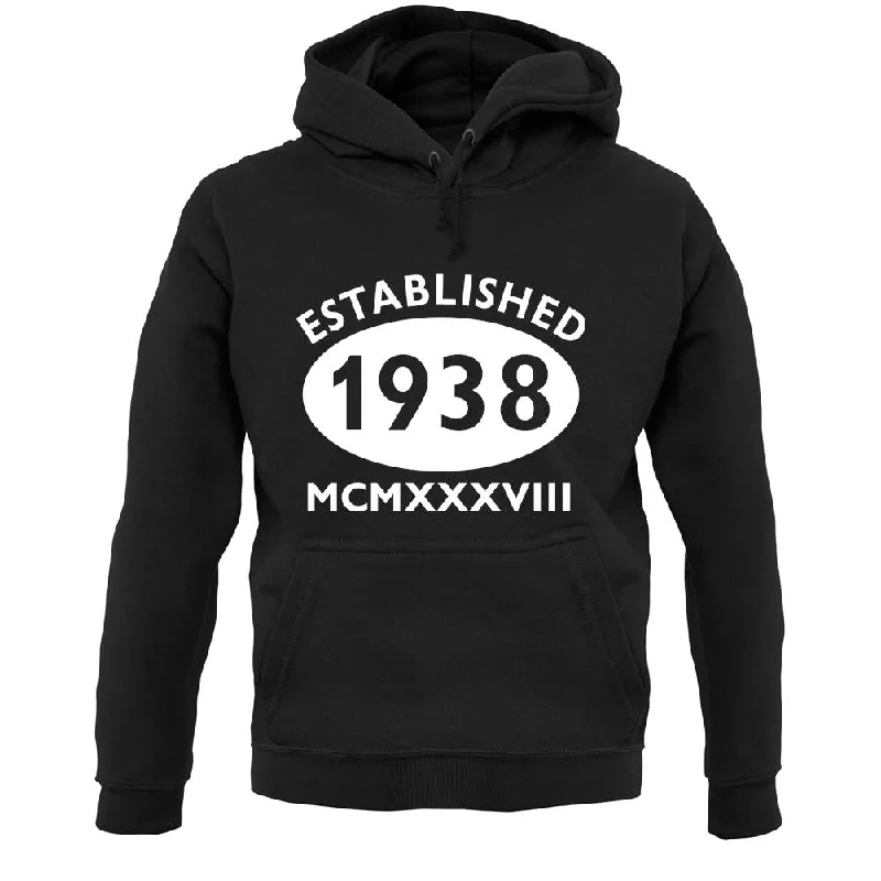 Established 1938 Roman Numerals Unisex Hoodie Hoodie with Belted Waist Structured Tailored