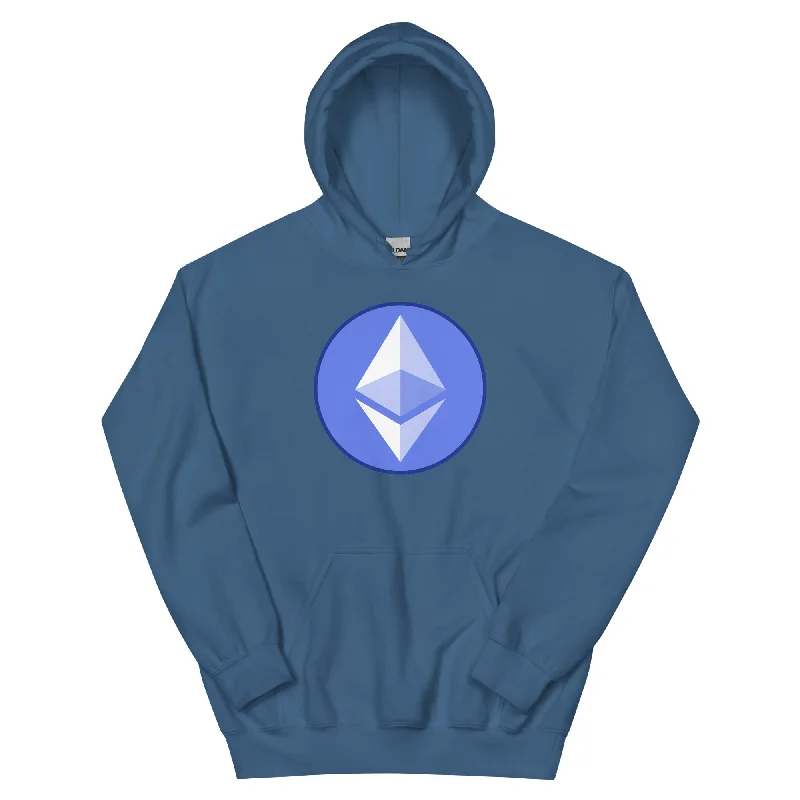 ETH Ethereum Round Logo Cryptocurrency Symbol Pullover Hoodie Sweatshirt Hooded Sweatshirt Casual Wear Street Style