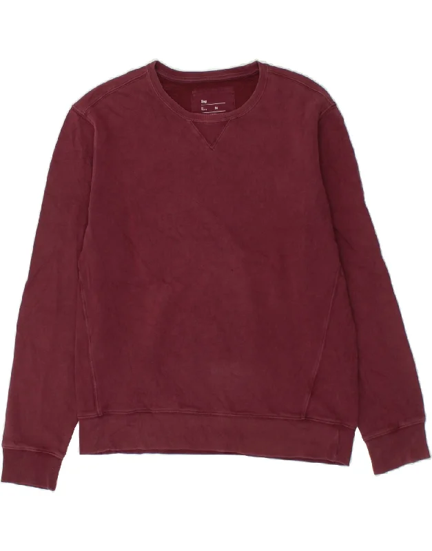 GAP Mens Sweatshirt Jumper Medium Maroon Cotton Hoodie with Double Zipper Versatile Adjustable