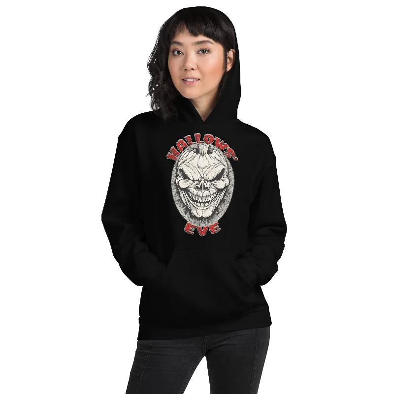 Grinning Skull Pumpkin Hallows' Eve Halloween Pullover Hoodie Sweatshirt Hoodie with High-Low Hem Asymmetrical Trendy