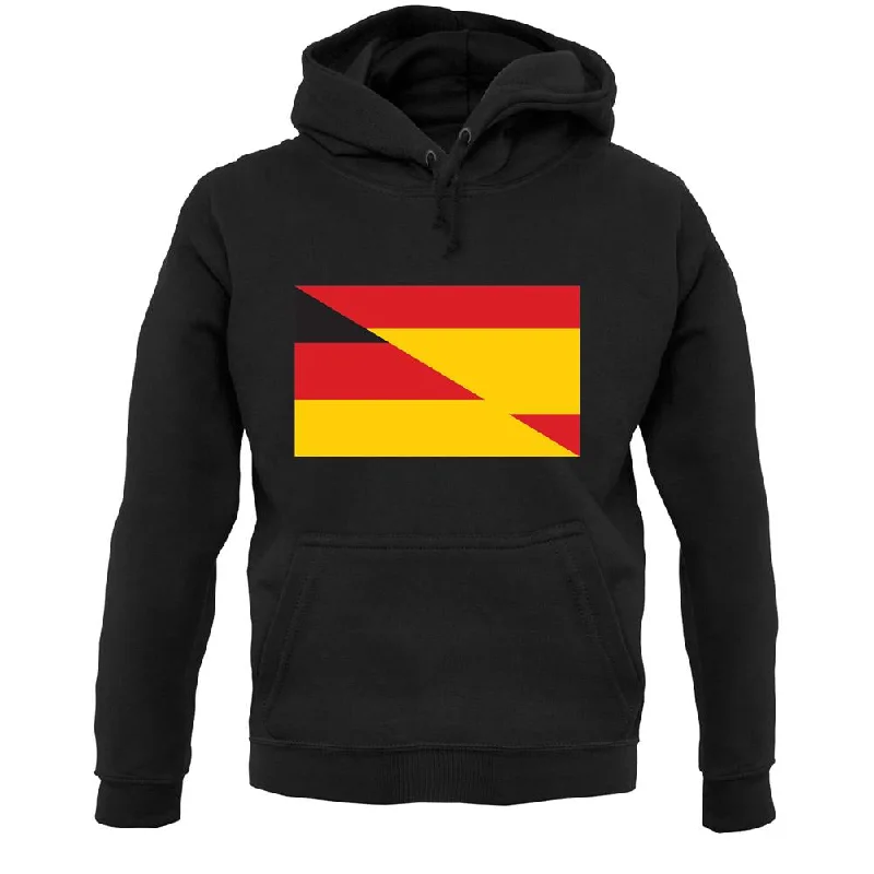 Half German Half Spanish Flag Unisex Hoodie Hoodie with Hem Patch Decorative Personalized