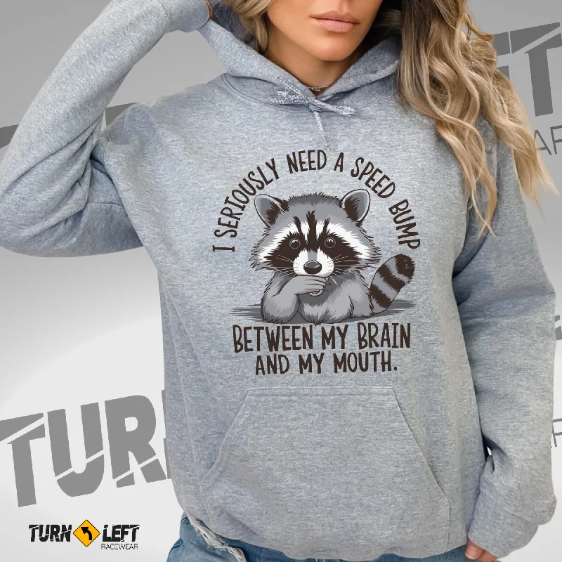 I Need A Speed Bump Sarcastic Raccoon Hooded Sweatshirt Hoodie with Snap Buttons Easy Quick