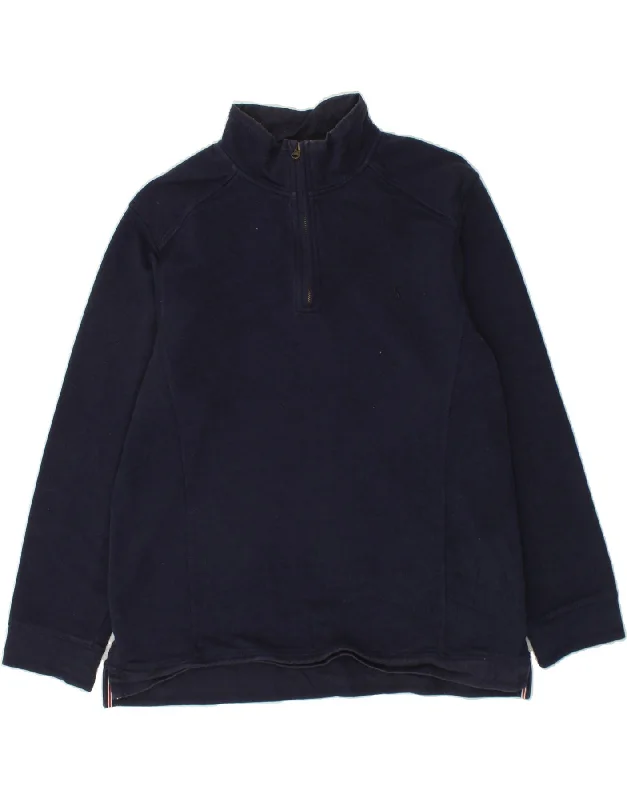 JOULES Mens Zip Neck Sweatshirt Jumper XL Navy Blue Cotton Hoodie with Slim Fit Tailored Modern