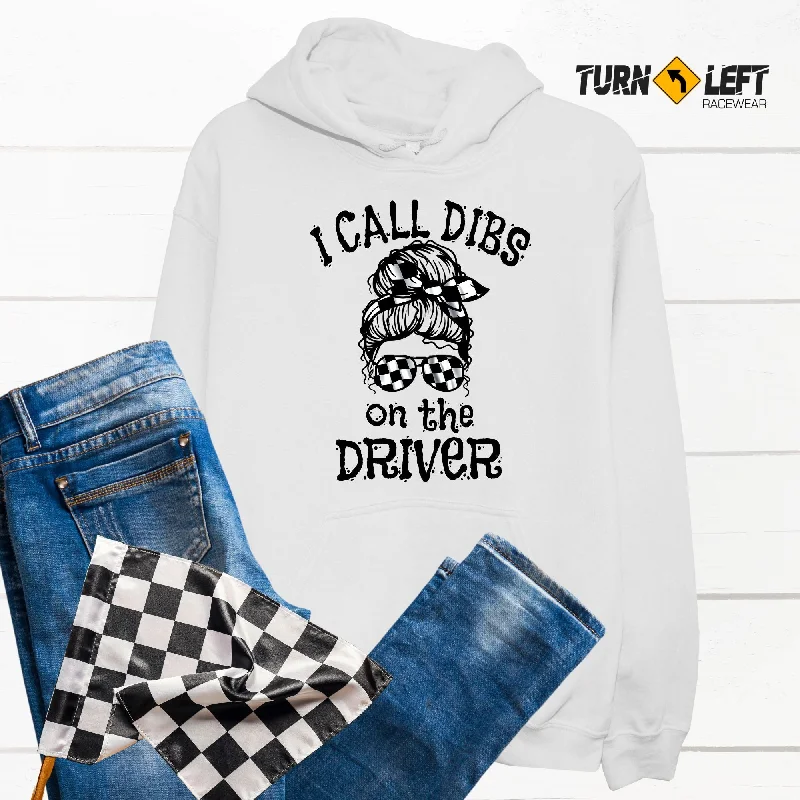 Messy Bun Racing I Call Dibs On The Driver Hoodie Hoodie with Fur Luxurious Winter