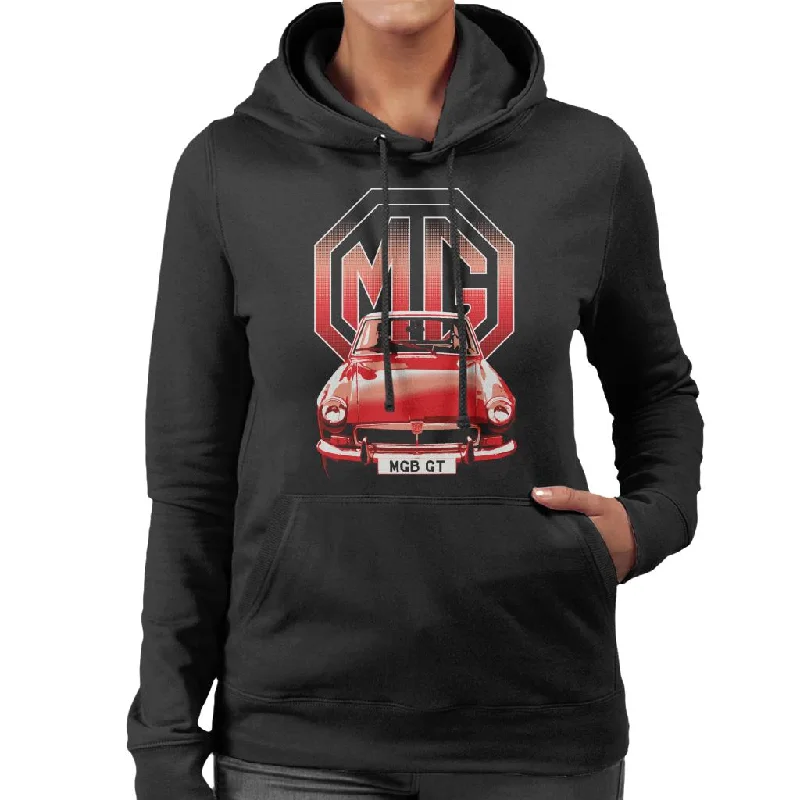 MG B GT Red British Motor Heritage Women's Hooded Sweatshirt Hoodie Sweatshirt Pullover