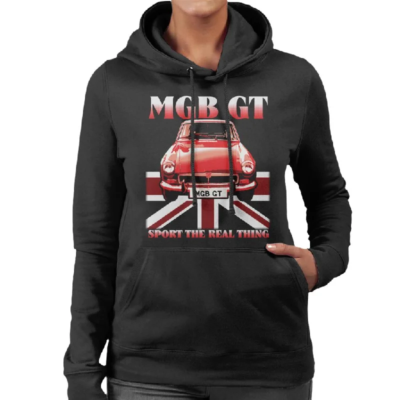 MG GT Sport The Real Thing British Motor Heritage Women's Hooded Sweatshirt Hoodie with Reflective Safety Nightwear