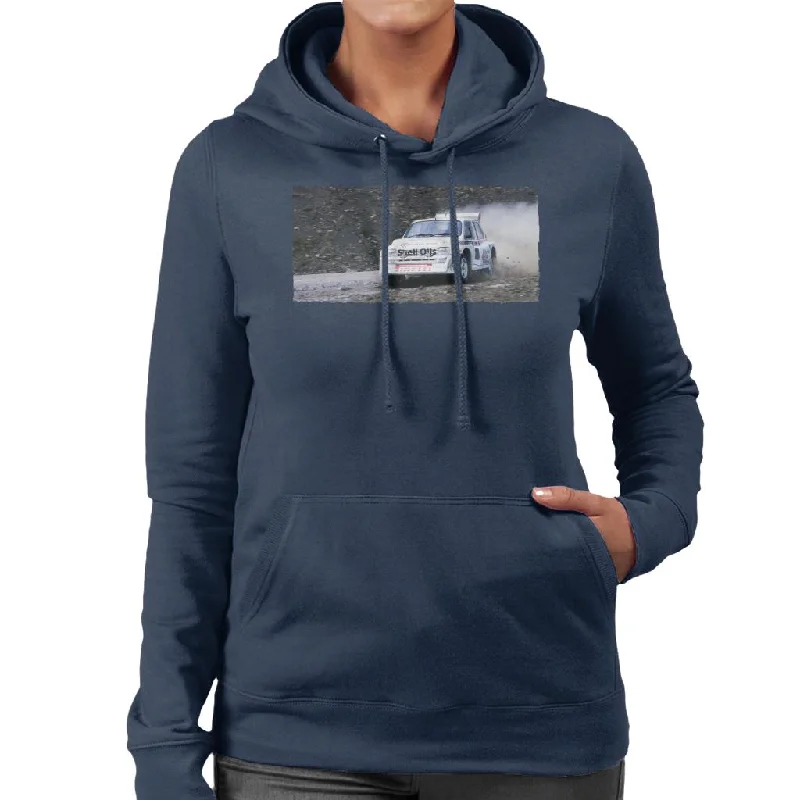 MG Metro 6R4 Drifting British Motor Heritage Women's Hooded Sweatshirt Hoodie with Hem Contrast Bold Stylish