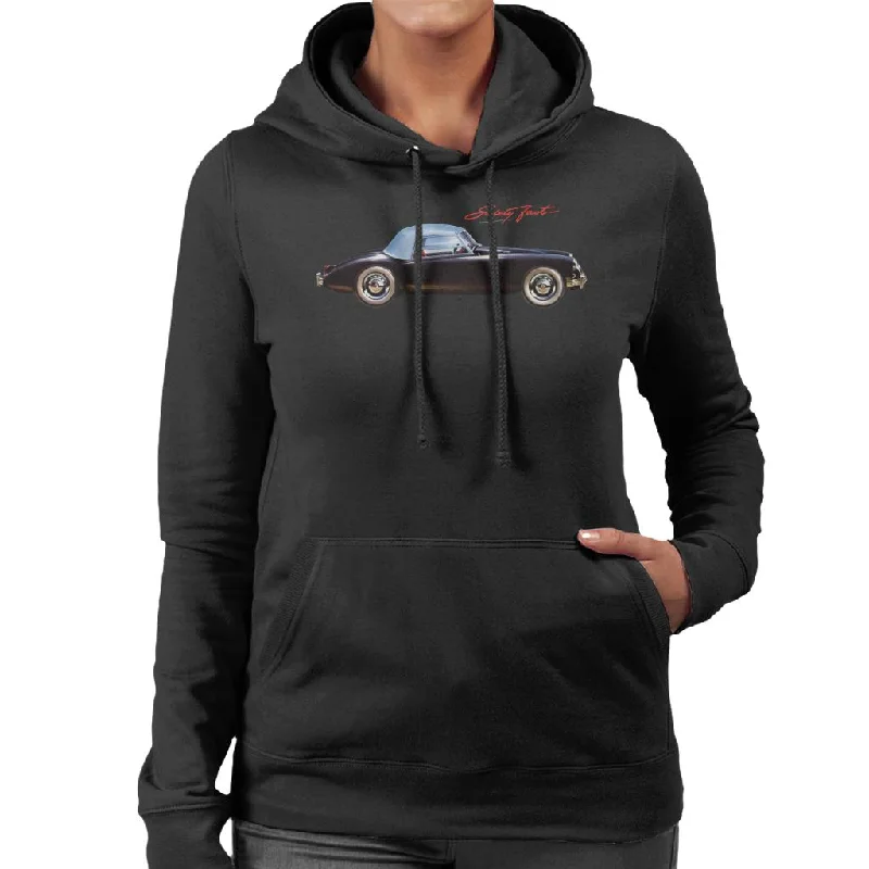 MG Safety Fast British Motor Heritage Women's Hooded Sweatshirt Hoodie with Elastic Waist Stretchable Comfortable