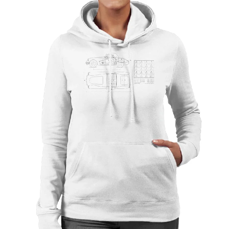 MG Schematic British Motor Heritage Women's Hooded Sweatshirt Hoodie with Pattern Geometric Abstract