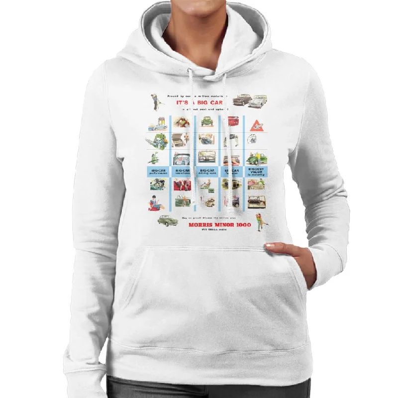 Morris Advert Design British Motor Heritage Women's Hooded Sweatshirt Hoodie with Slit Hem Functional Movement