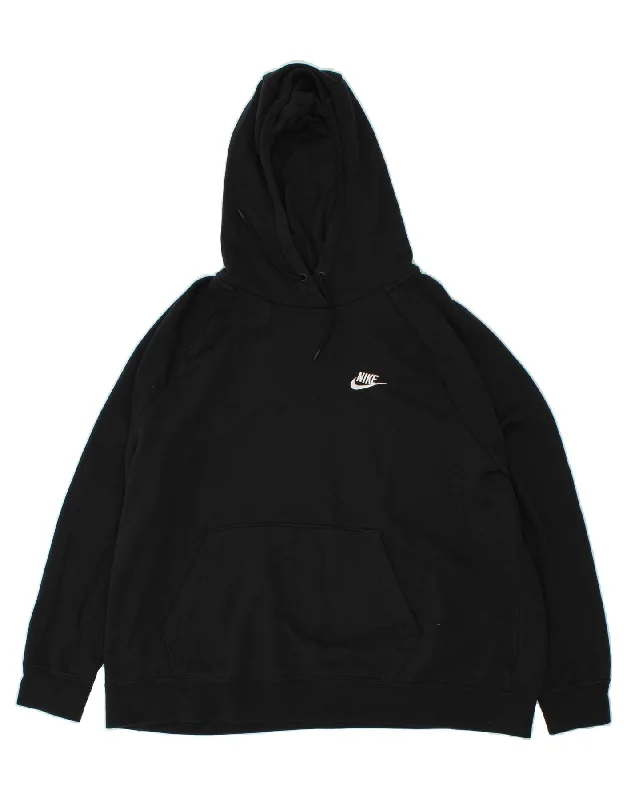 NIKE Mens Hoodie Jumper XL Black Cotton Hoodie with High Neck Warm Protective