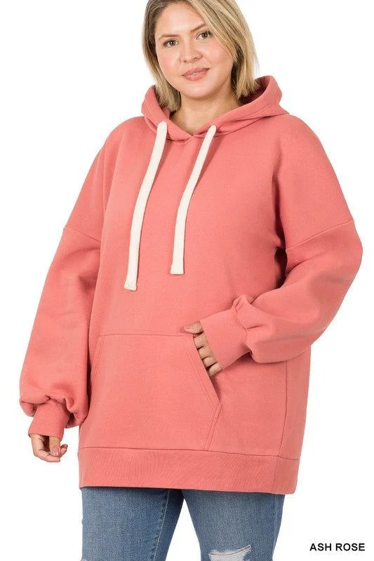 ZENANA | Plus Oversized Hoodie Longline Sweatshirt Hoodie with Patch Decorative Personalized