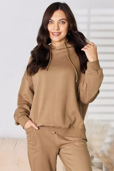 RISEN Drawstring Drop Shoulder Long Sleeve Hoodie Hoodie with Pastel Soft Subtle