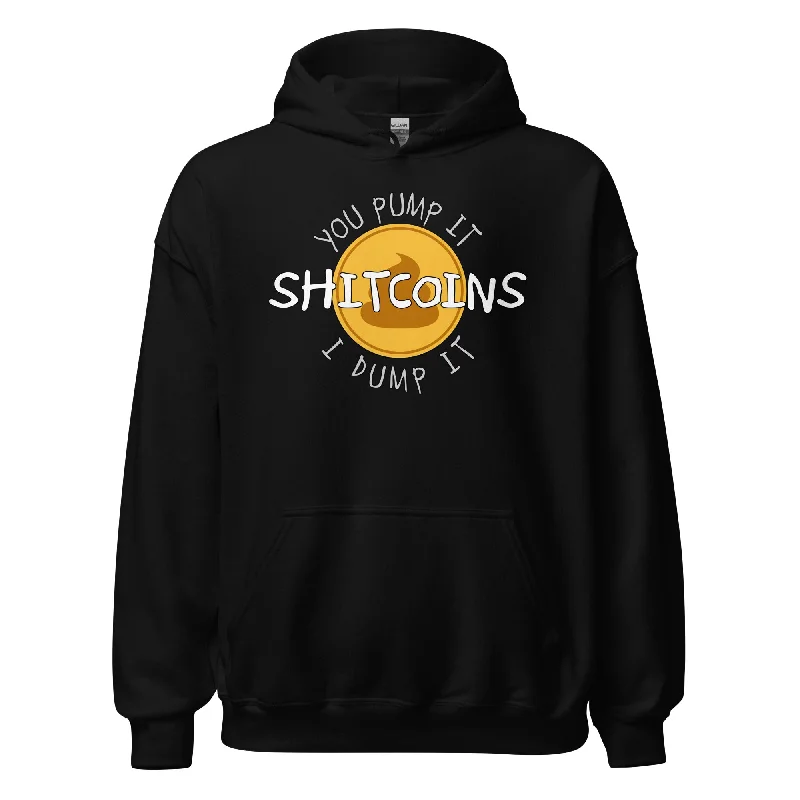 Shitcoins Pump and Dump Crypto Meme Coins Pullover Hoodie Sweatshirt Hoodie with Front Slit Layering Stylish