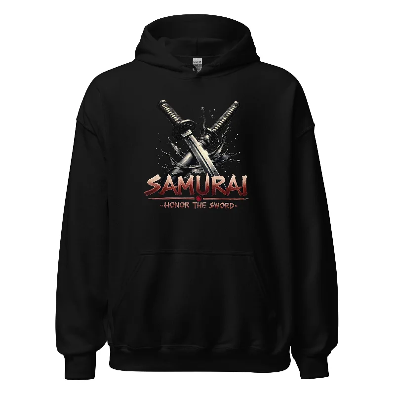 Splash Katana Swords Samurai Warrior Pullover Hoodie Sweatshirt Hoodie with Hem Patch Decorative Personalized