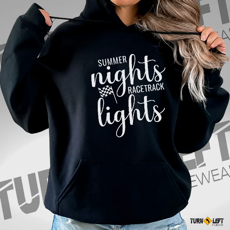 Summer Nights Racetrack Lights Hooded Sweatshirt Hoodie with Cropped Fit Short Trendy