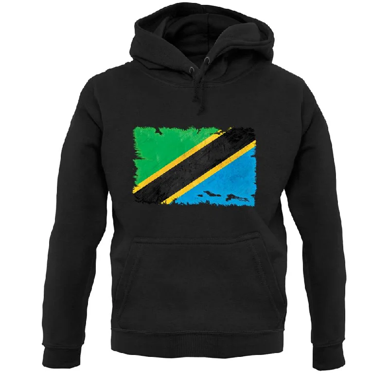 Tanzania Grunge Style Flag Unisex Hoodie Hoodie with Illustration Artistic Creative