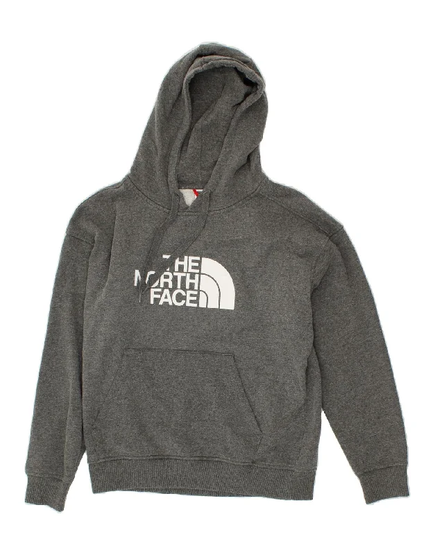 THE NORTH FACE Womens Graphic Hoodie Jumper UK 14 Medium Grey Cotton Hoodie with V-Neck Classic Versatile