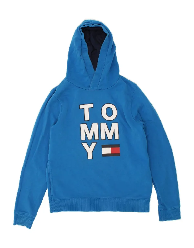 TOMMY HILFIGER Boys Graphic Hoodie Jumper 15-16 Years Blue Cotton Hoodie with Reflective Safety Nightwear