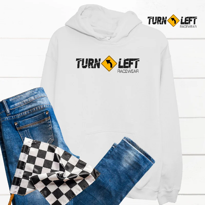 Turn Left Racewear Racing Logo Hoodie Hoodie with Hem Raw Edge Edgy Unfinished