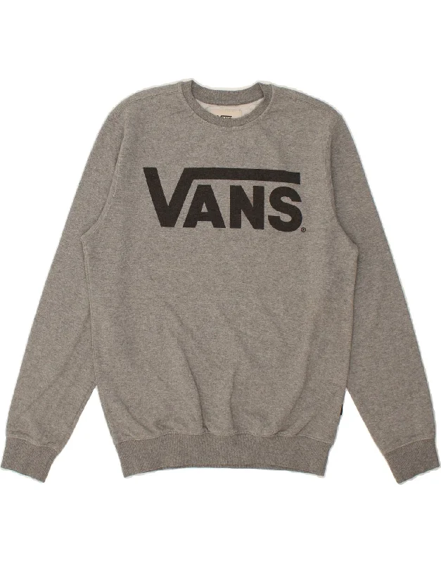 VANS Mens Graphic Sweatshirt Jumper Small Grey Polyester Hoodie with Mesh Breathable Sporty