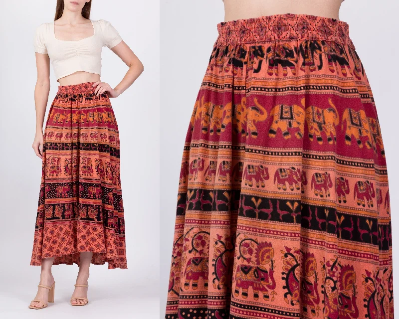 70s Boho Indian Block Print High-Low Skirt - Small to Medium lace skirt intricate