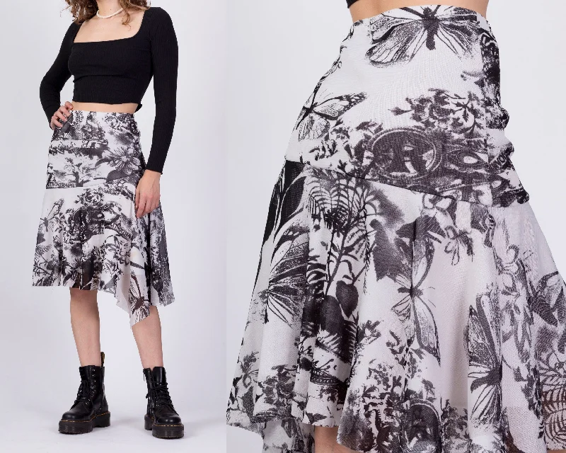 90s Joseph Ribkoff Lithograph Print Skirt - Medium, 27"-30" spandex blend skirt