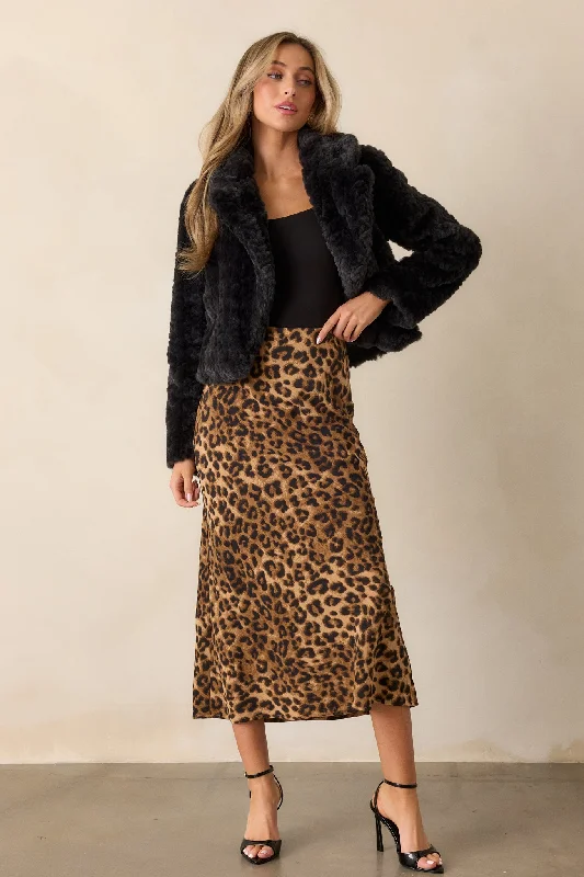 Against The Odds Leopard Print Midi Skirt ruffled skirt detail