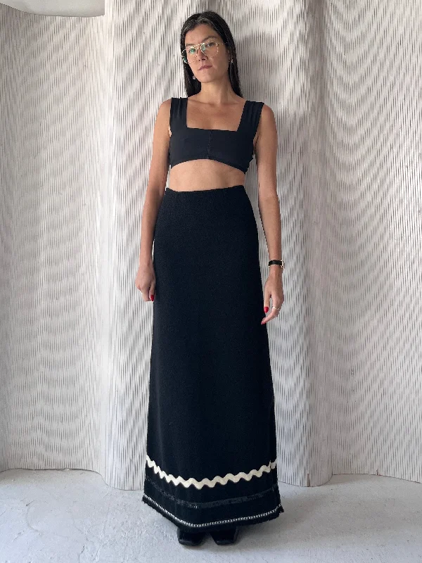 Black Wool Maxi Skirt RTV linen skirt light