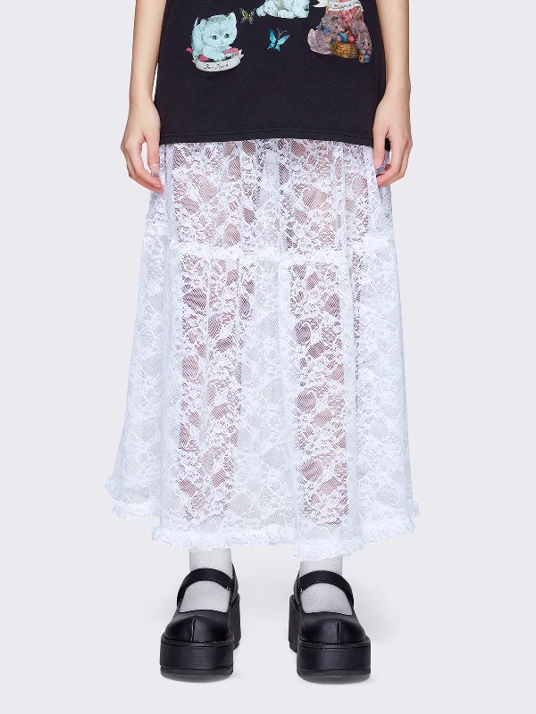 Cordelia Ruffled Lace Maxi Skirt corduroy skirt durable