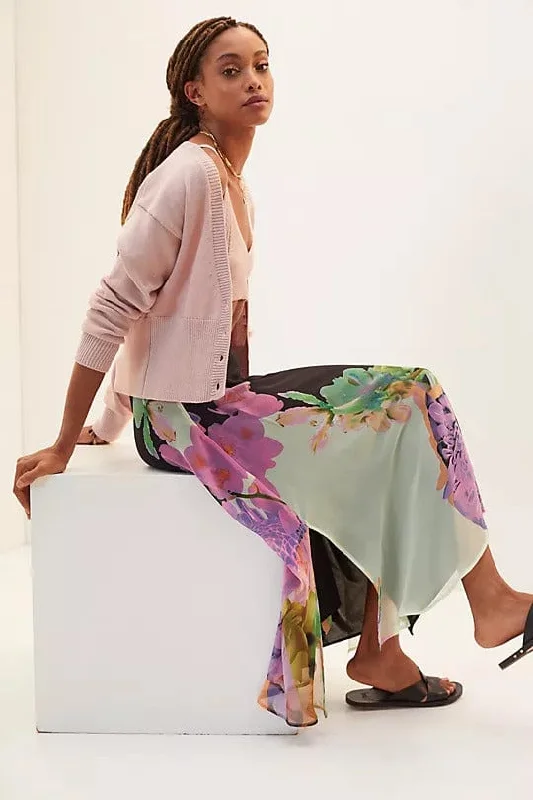 Floral Midi Skirt - Orchid Bloom casual skirt length