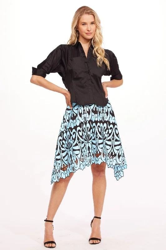 Gamine Skirt - Hacienda Blue chiffon skirt lightweight