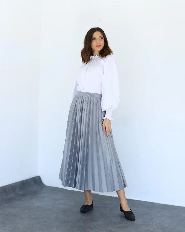 PLEAT LAD FAS SKIRT GRAY 4203-06 HE denim skirt casual