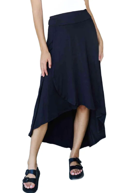 High Waisted Flare Black Maxi Skirt spandex blend skirt