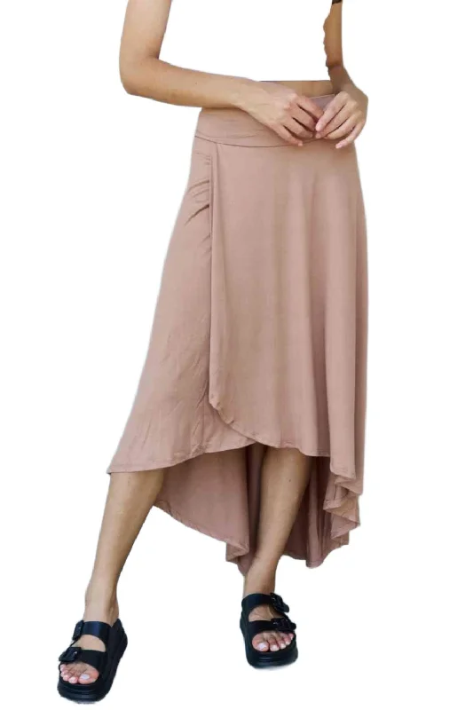 High Waisted Flare Brown Maxi Skirt low waist skirt