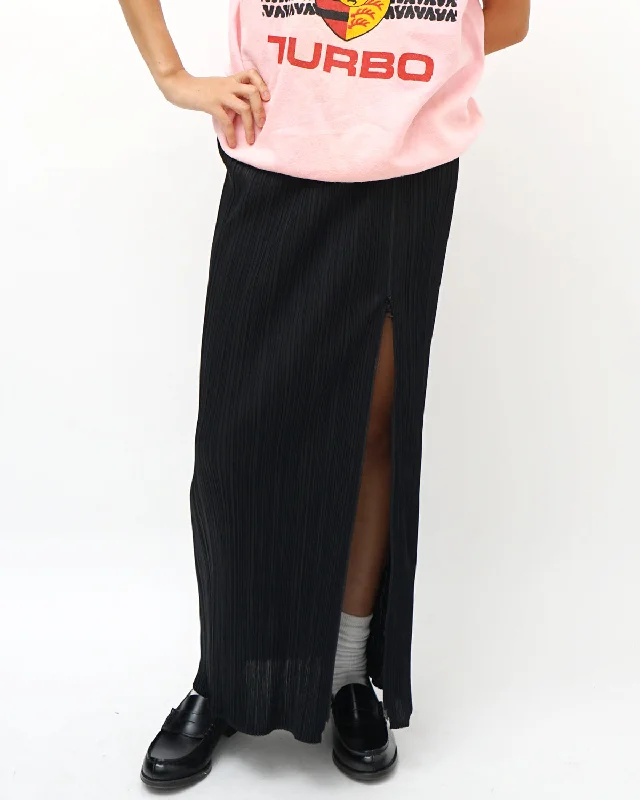 Pleats Please Zip-up Long Skirt denim skirt trendy