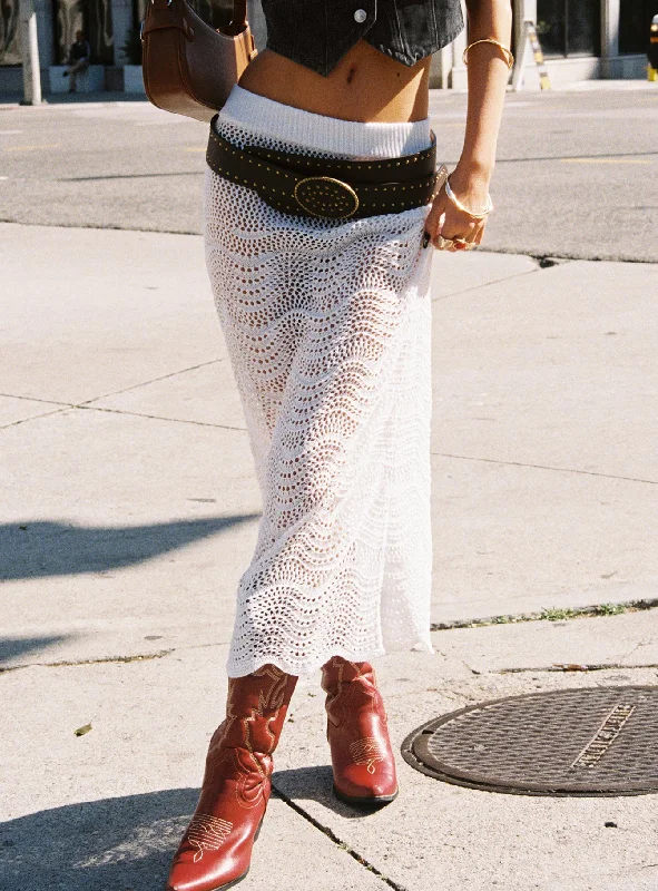 Kastio Crochet Midi Skirt White athletic skirt fit