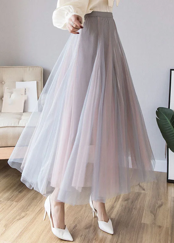 Layered Grey Pink Elastic Waist Tulle A Line Skirt Fall corduroy skirt cozy