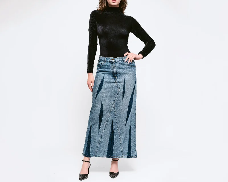 Medium 90s Bray Steve Alan Dagger Slit Denim Maxi Skirt maxi skirt elegant