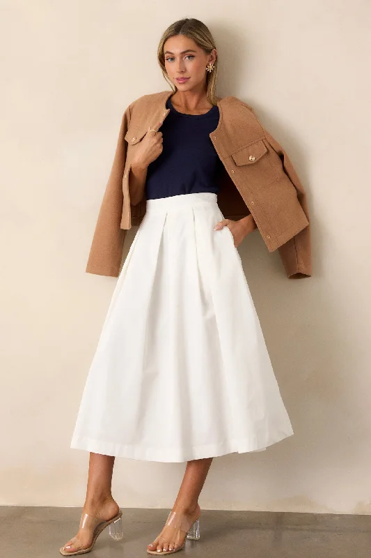 Memories in Focus White Midi Skirt chiffon skirt flowing