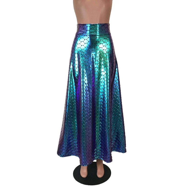 Maxi Skirt - Holographic Mermaid chiffon skirt airy