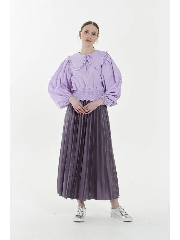 PLEAT LAD FAS SKIRT LAVANDER 4203-11 HE lace skirt romantic