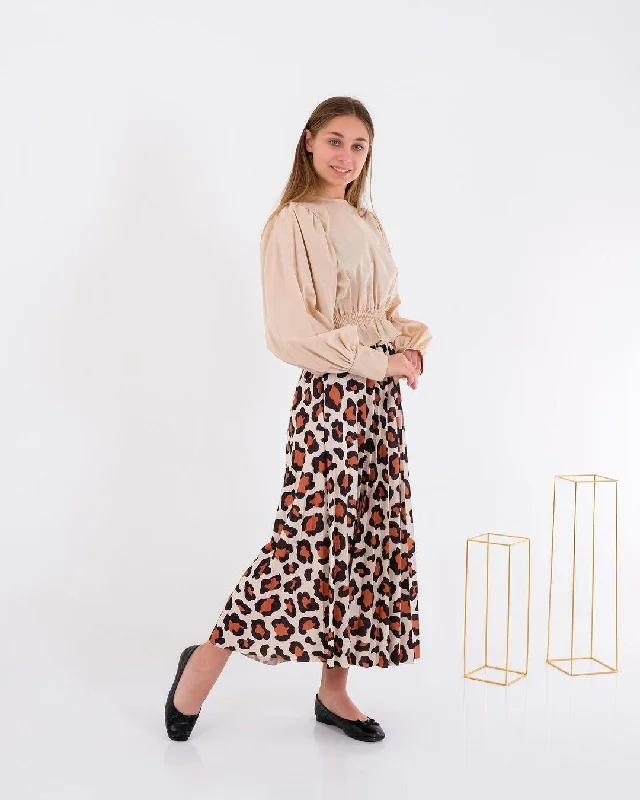 PLEAT LAD FAS SKIRT IN LEOPARD 1206HE lightweight skirt design