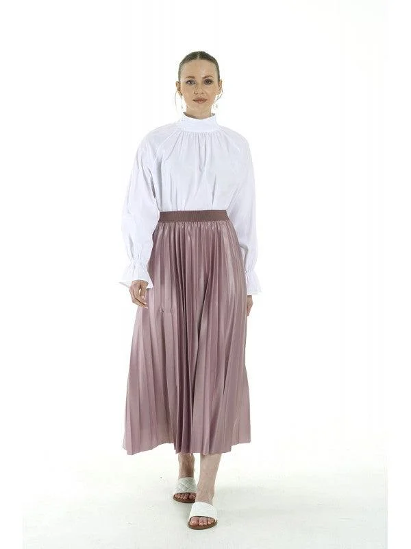 PLEAT LAD FAS SKIRT OLD ROSE 4203-15 HE chiffon skirt airy