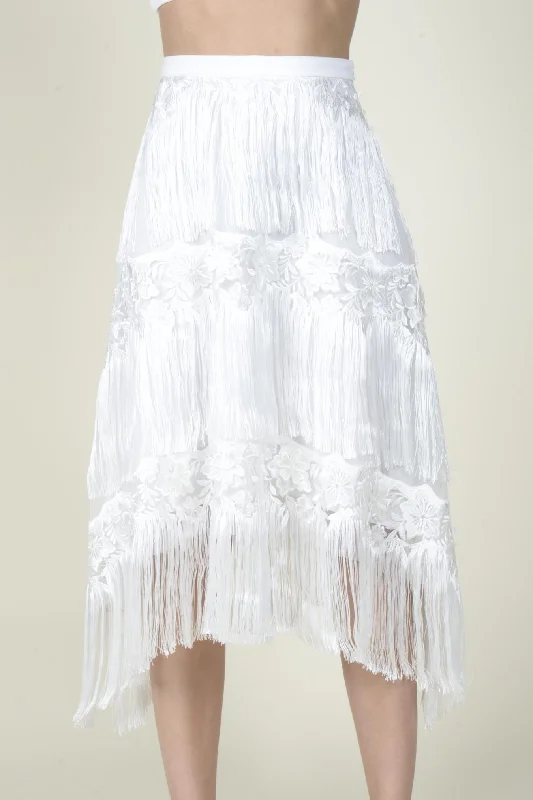 Quin Fringe Skirt - Meringue lace skirt delicate