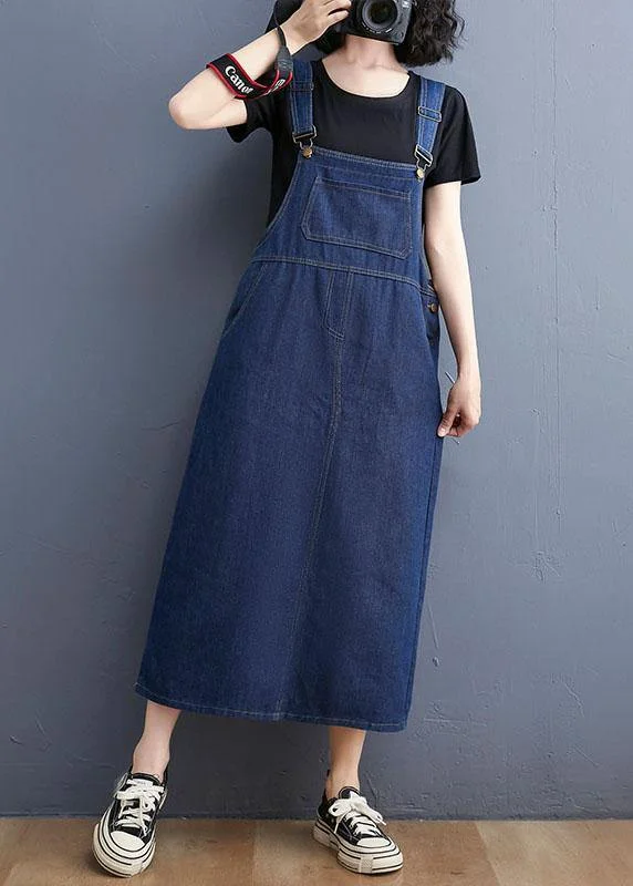 Summer Denim Large Pocket Strap Skirt cashmere skirt soft