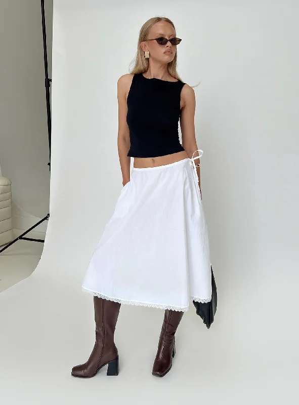 Taka Midi Skirt White high slit skirt