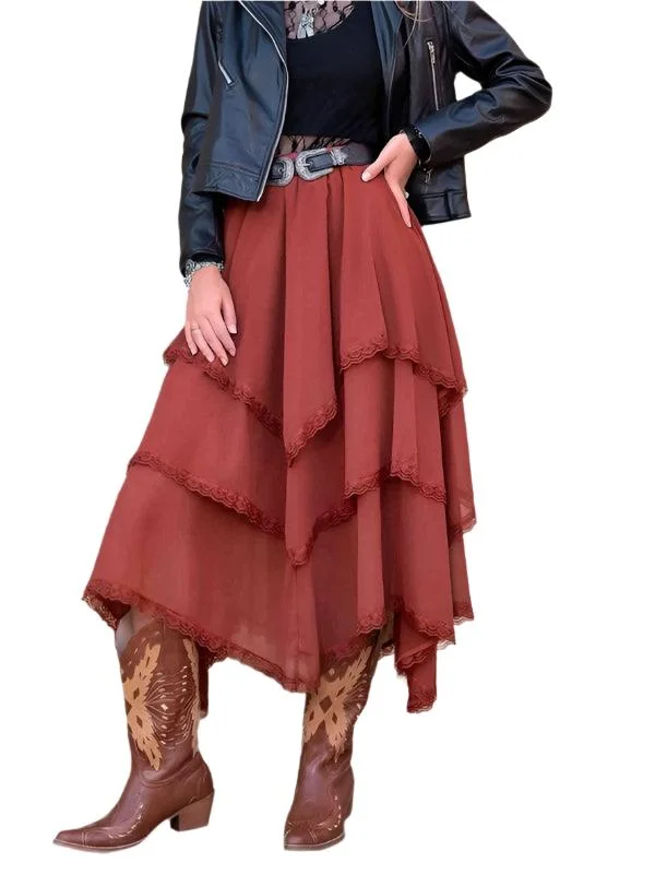 Tasha Tiered Midi Skirt denim skirt classic